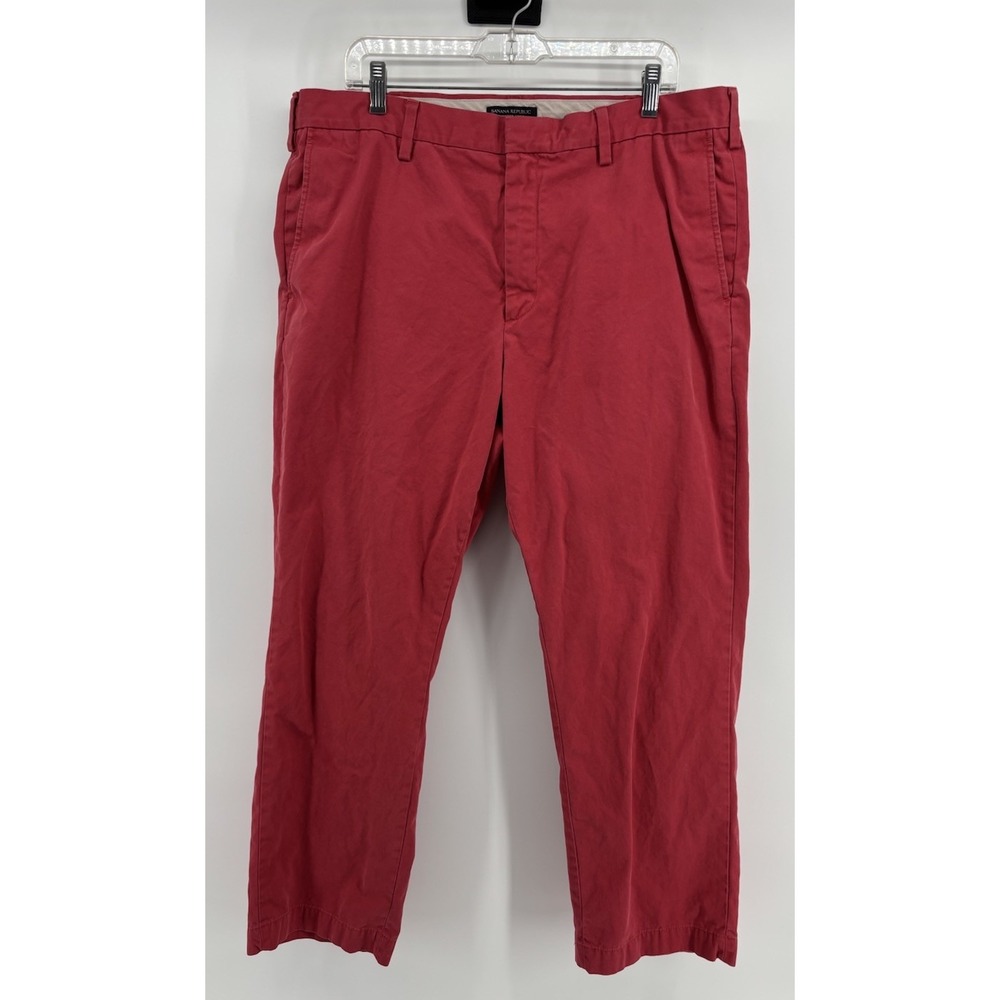 Banana Republic Emerson Chino Pants Mens 38x30 Red Flat Front Straight 859793